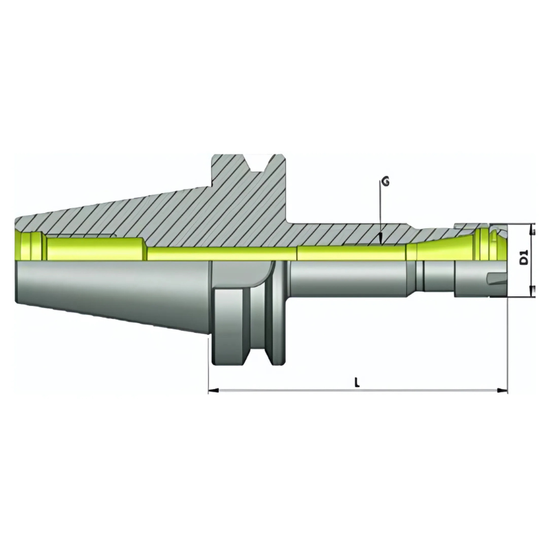 Omega Products Dual Contact DCBT40 ER16 Mini Nut Collet Chuck - G2.5 - 25,000RPM - 160mm Gauge Length