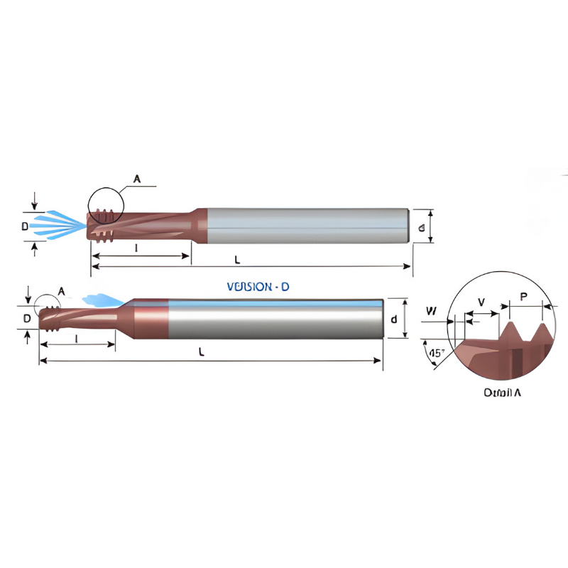 Carmex Thread Mills Multifunction - With Coolant - UN (UNC UNF UNEF UNS) - 1/4 - 3/8 x 20 - MT7