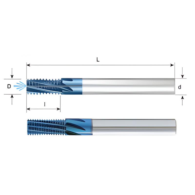 Carmex Thread Mills Solid Carbide - Fast Type - With Internal Coolant Bore - Metric - M6, M8 x 1 - MT8