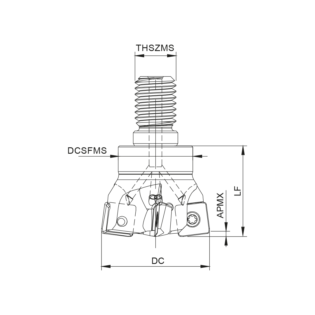 Palbit Threaded Coupling Holder - For XN06T3 Inserts - 35mm Cutter Diameter - 181064600