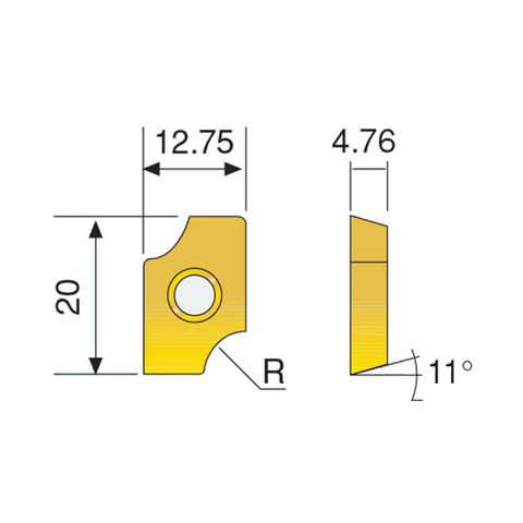 Omega Products Concave Corner Rounding Carbide Tin Insert - To Produce Convex Radius - XDCW1503FR15