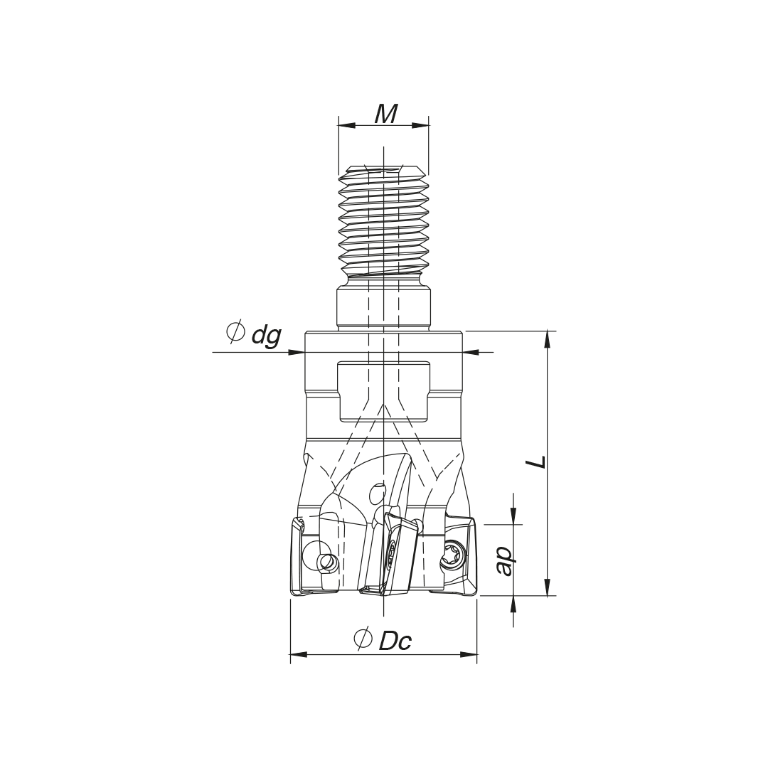 Palbit Threaded Coupling Holder - For AP1003 Inserts - 25mm Cutter Diameter - 181015300