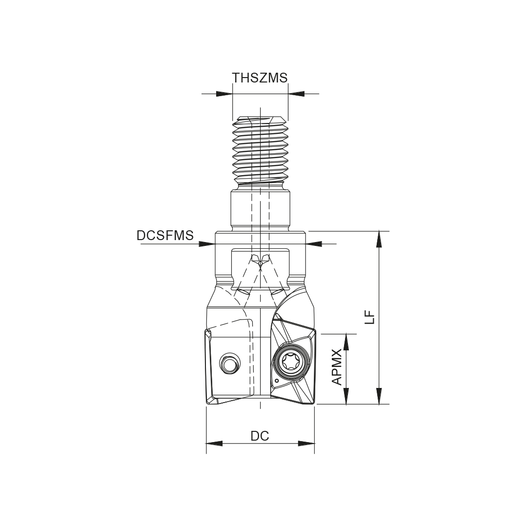 Palbit Threaded Coupling Holder - For XP1003 XP1003 Inserts - 32mm Cutter Diameter - 181088500