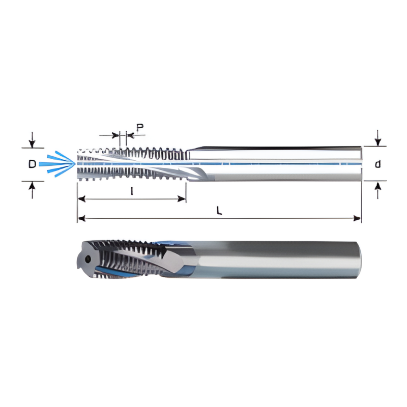 Carmex Thread Mills Solid Carbide - With Through Coolant - NPS - 1/2 - 3/4 x 14 - MT7