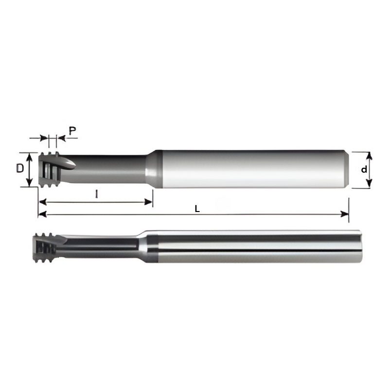 Carmex Thread Mills Carbide Mini Type - UN (UNC UNF UNEF UNS) - 1/4 x 28 - MT7 - Long