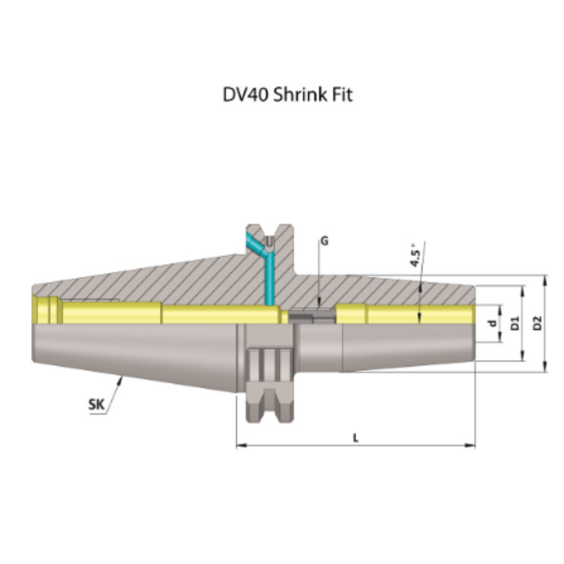 Omega Products DV50 Shrink Fit Chuck - G2.5 - 25,000RPM - 6mm Clamping Diameter - 160mm Gauge Length