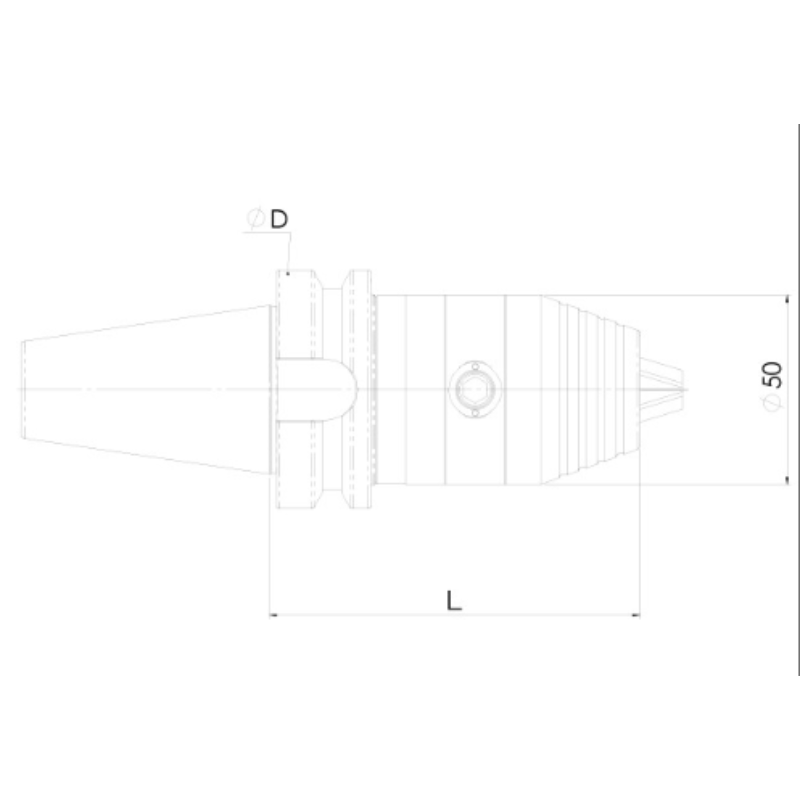 Omega Products BT40 Drill Chuck - GHK 13-98 Hex Key - Capacity 0.3 - 13 - Gauge Length 98mm