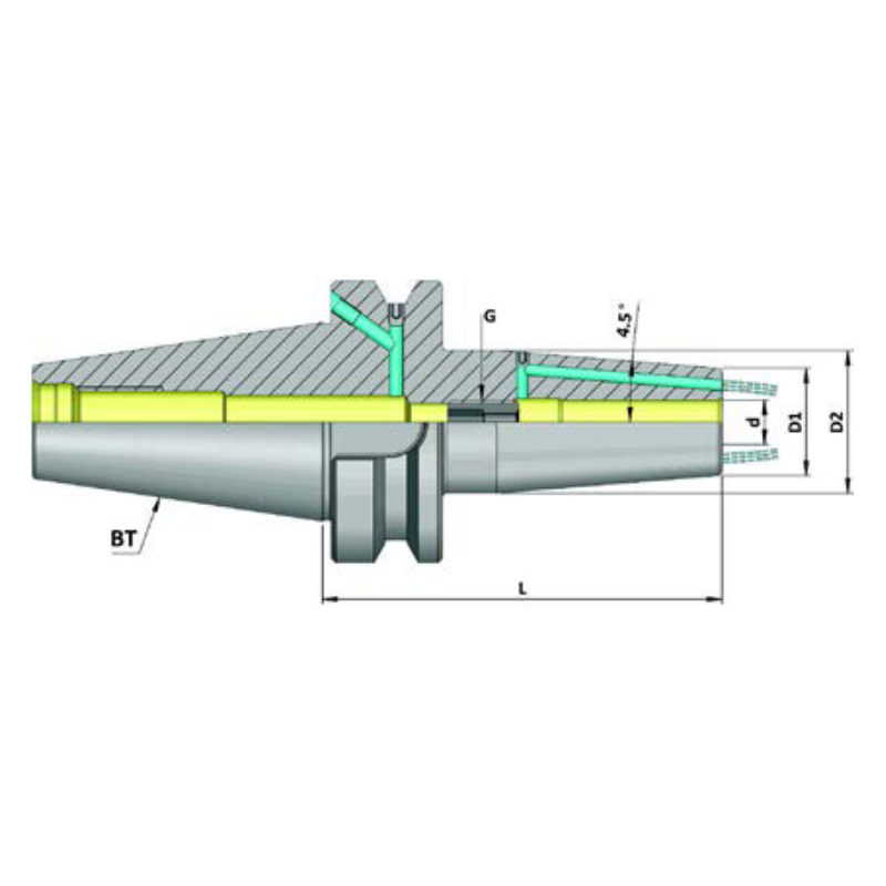 Omega Products BT40 Shrink Fit Chucks with Front Face Coolant - G2.5 - 25,000RPM - 4mm - 120mm