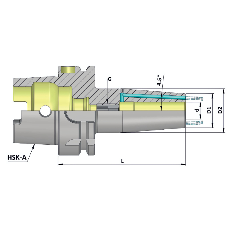 Omega Products HSK63A Shrink Fit Holders With Front Face Coolant - G2.5 - 25,000RPM - 5mm Clamping Diameter - 160mm Gauge Length