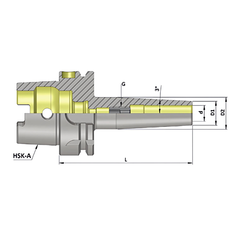 Omega Products HSK63A Slim Shrink Fit Chuck - G2.5 - 25,000RPM - 20mm Clamping Diameter - 120mm Gauge Length