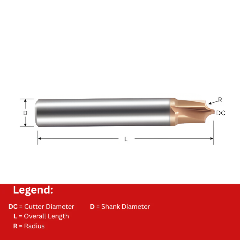 Vortex Carbide Corner Rounding Cutter TiAlN Coated - 12mm x R5 (VOR45-CCRC-5.00)