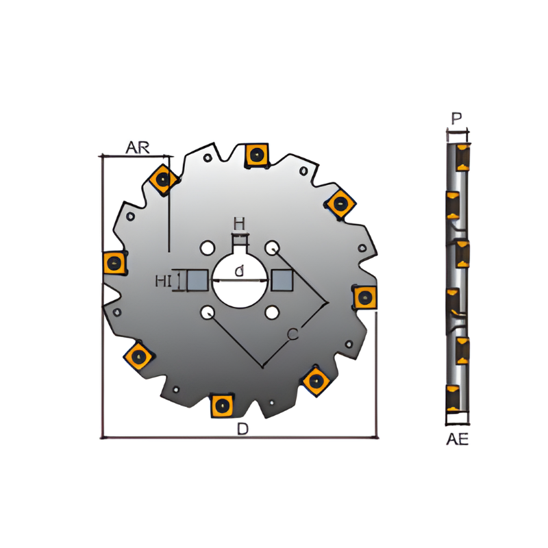 Y.T. Indexable Side Milling Cutter For SNGX/SNGW 120 Inserts - 160mm Diameter 10mm Insert Thickness 46.5mm Cutting Depth 16 Teeth (SCL-160-10-32)