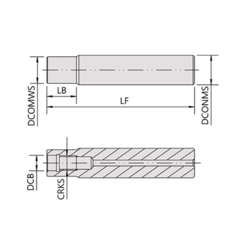 Omega Products Straight Shank Screw in Holder - Hard Alloy Steel - M12 x 150mm