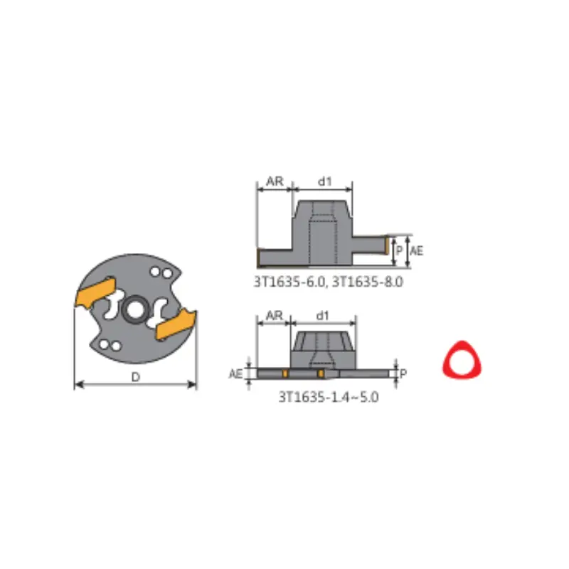 Y.T. Indexable T-Slot Cutter (3T) - Metric - 35 mm Saw Diameter for LNGT Inserts - Insert Width 8mm (3T1632-2.0)