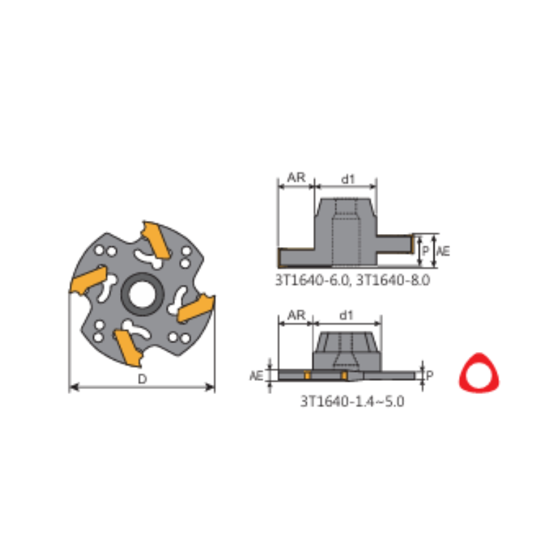 Y.T. Indexable T-Slot Cutter (3T) - Metric - 40mm Diameter 1.4mm Width 4 Teeth