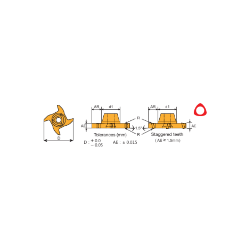 Y.T. Solid UFO T-Slot Insert - Cast Iron - 30mm Cutter Diameter 1.2mm Thickness 6.5mm Cutting Depth 8 Teeth (3T1630-1.2-ME-F20)