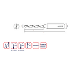 Axis Micro Carbide Drill - Uncoated Medium flute length T3021 (5-8xD) - 2.19 Diameter