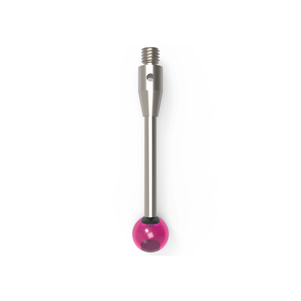 ITP Straight Styli - Type A - Ruby Ball - M3 Thread x 30mm Overall Length - THM306004030