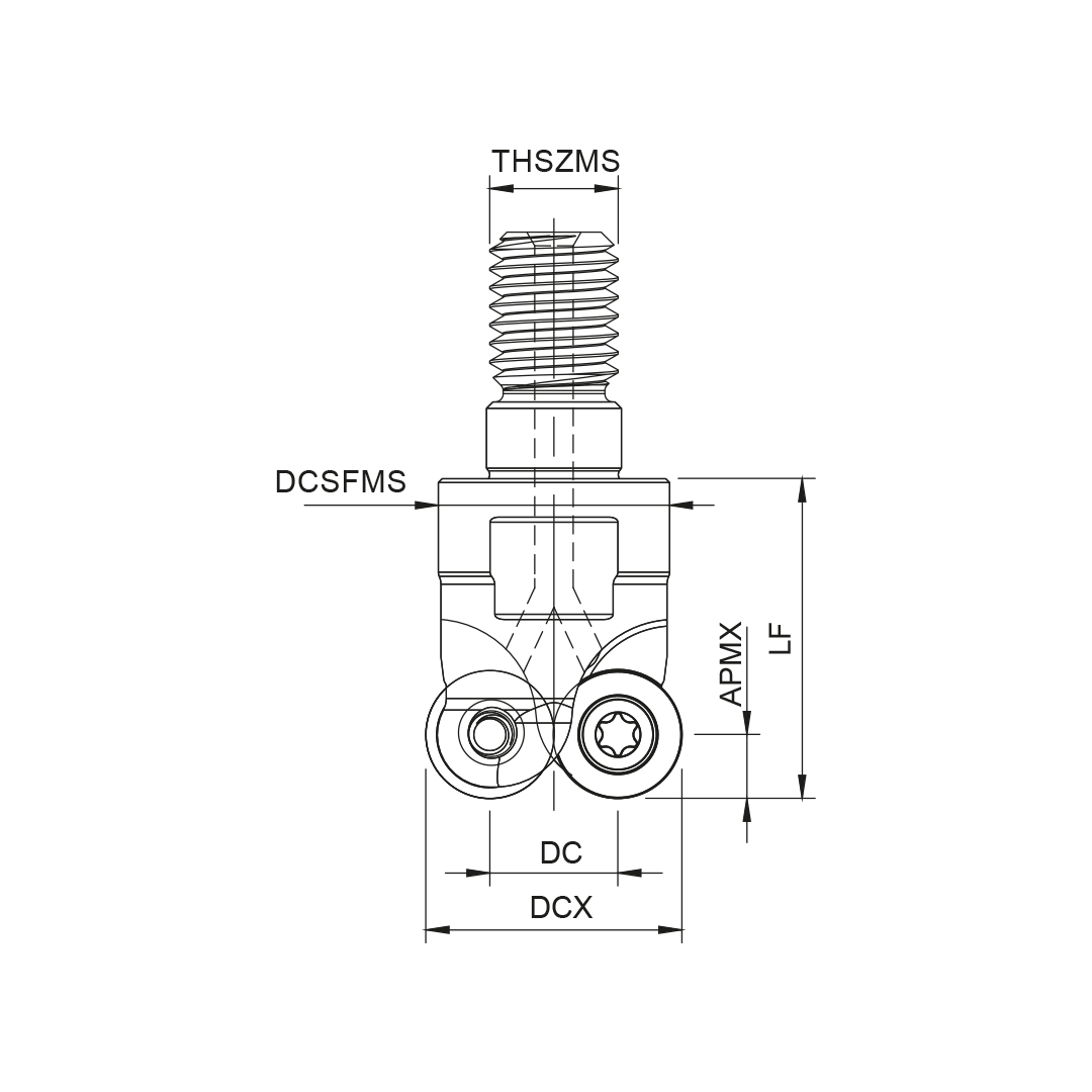 Palbit Threaded Coupling Holder - For RD0702 Inserts - 9mm Cutter Diameter - 181019100