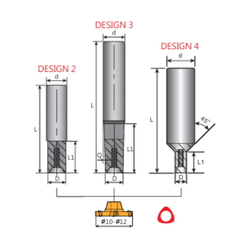 Y.T. UFO Indexable Holder HSS - Blade Diameter 10 - 12mm - Overall Length 55mm - Neck Diameter 6.5mm
