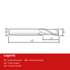 Widin Carbide Square End Mill For Mold & Die - 2 Flute With 4mm Shank - 0.1mmIncrements - 1mm thumbnail 2