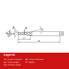Widin Carbide Corner Radius End Mill For Mold & Die - 4 Flute Tapered Neck - 0.8mmx 4mm x R0.1 x 1 thumbnail 2