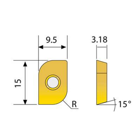 Omega Products Convex Corner Rounding Carbide Tin Insert - To Produce Concave Radius - XDCW1503MR20