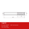 Widin Carbide End Mill For Stainless & Exotics - 5 Flute Variable Helix Square Edge - 6mm thumbnail 2