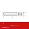 Widin Carbide Corner Radius End Mill For Stainless & Exotics - 5 Flute Variable Helix - 6mm x R0.5 thumbnail 2