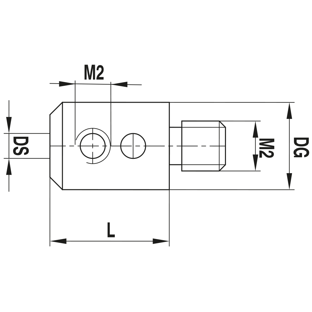 ITP Holder for non threaded styli - stainless steel Base Material - M2 Thread x 8mm Overall Length - KHM201506008