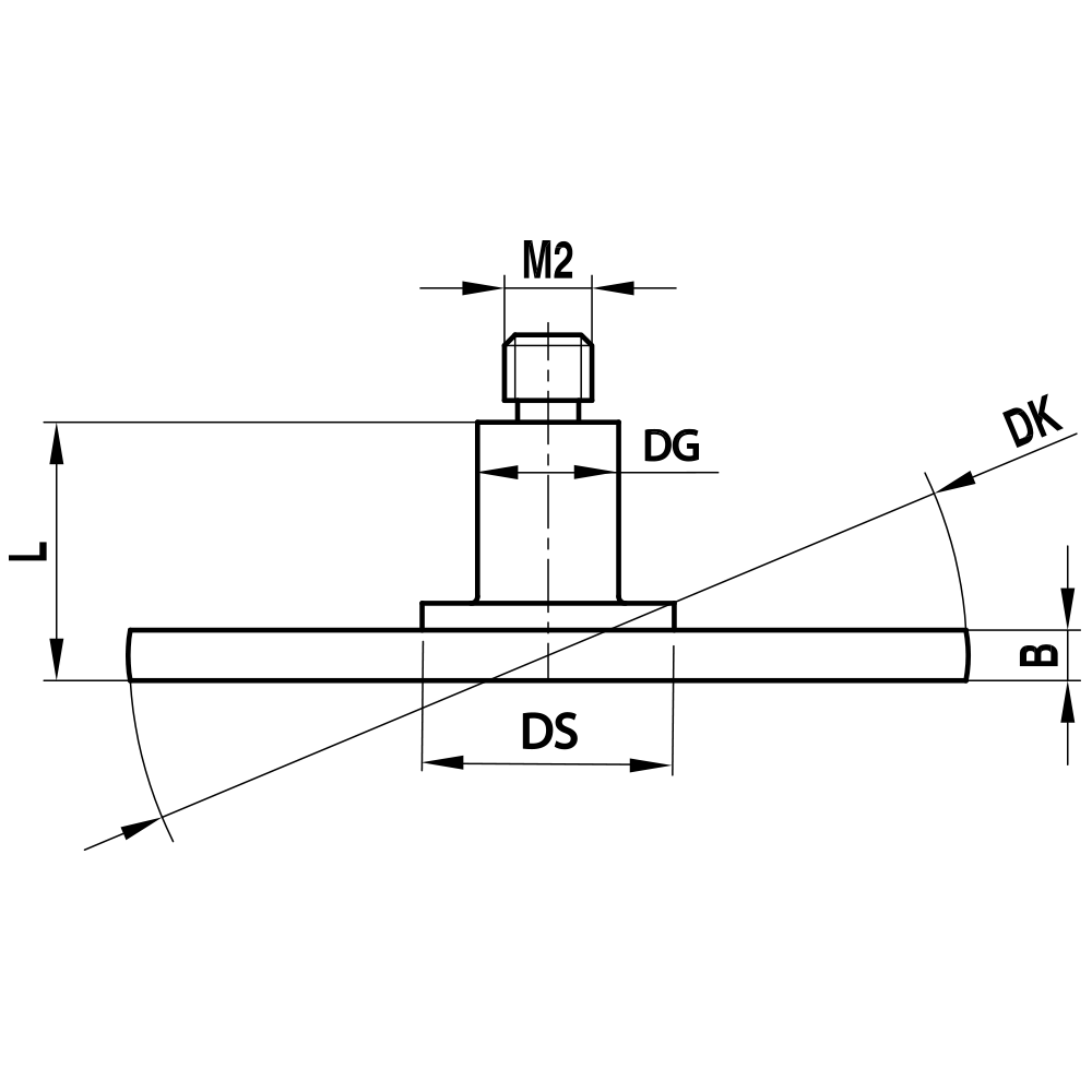 ITP Disc Styli stainless steel Prob Ball Material - M2 Thread x 25mm Ball Diameter - Type M - KIM203025M20