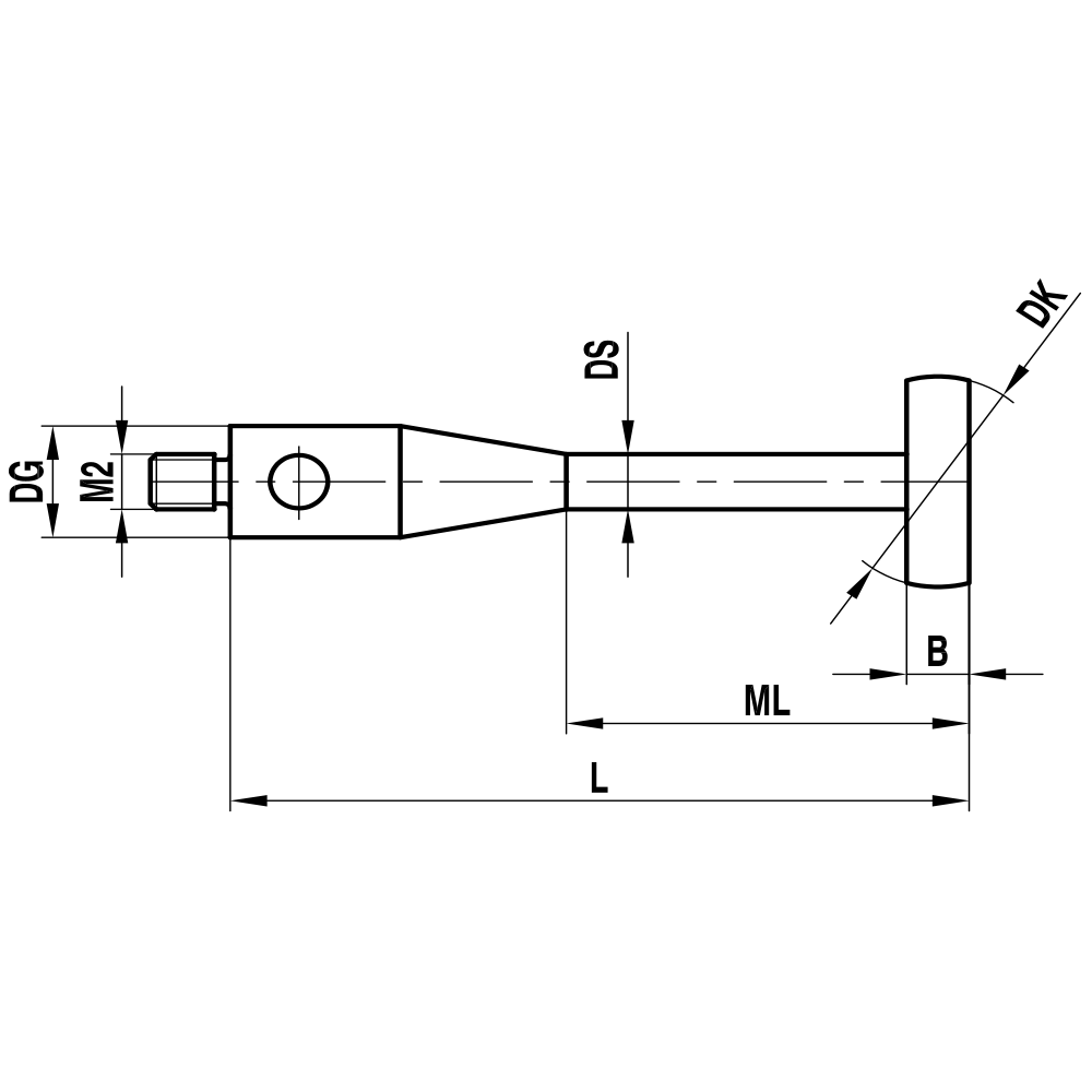 ITP Disc Styli stainless steel Prob Ball Material - M2 Thread x 10mm Ball Diameter - Type O - KIM210003020/0,8