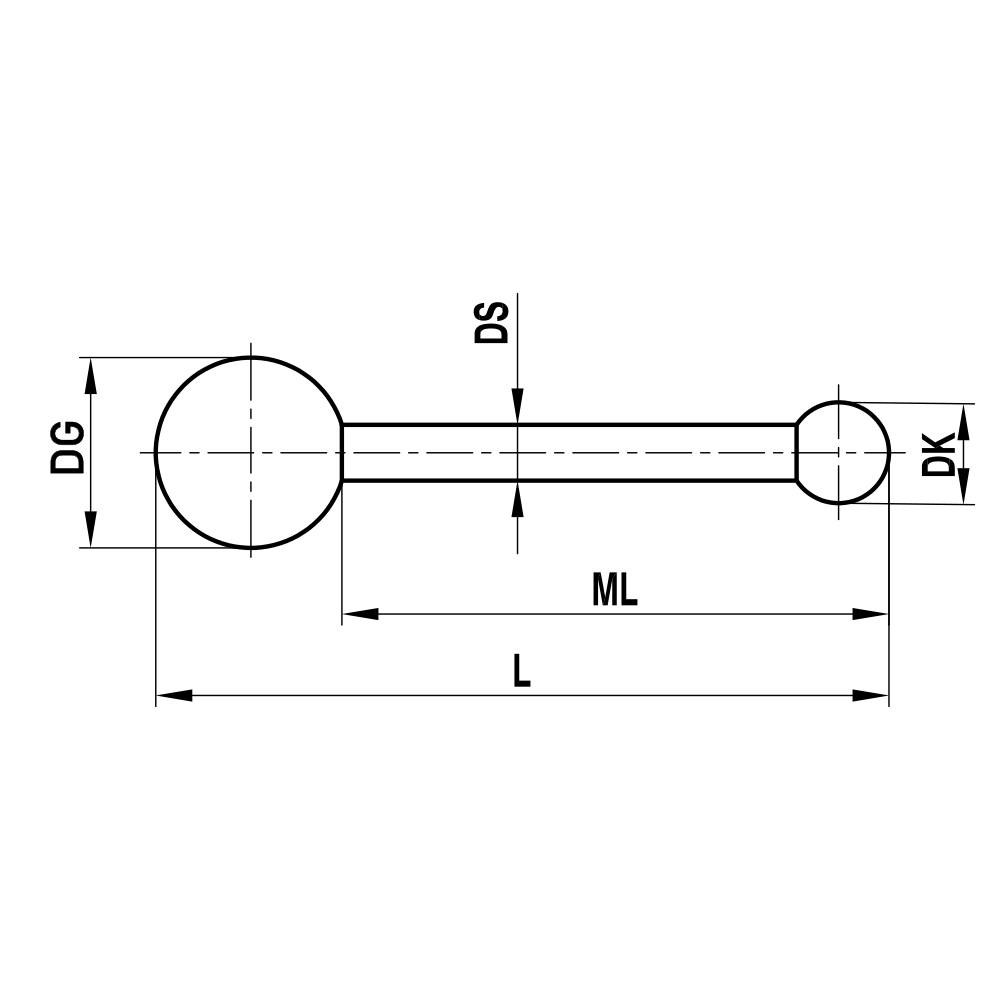 ITP Straight Styli - Other - Ruby Ball - M5 Thread x 28.5mm Overall Length - KKM502015028