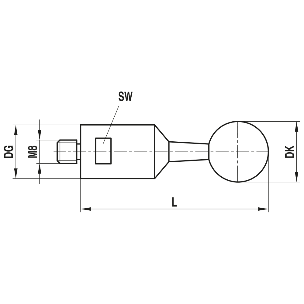 ITP Calibration Sphere ceramic Ball Material - M8 x 25mm Ball Diameter