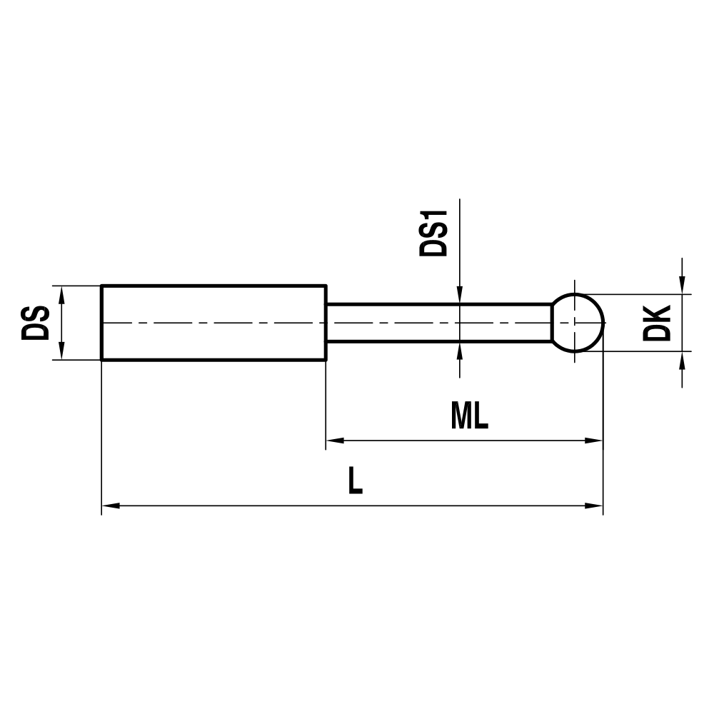 ITP Straight Styli - Type T - Ruby Ball - Without Thread x 15.25mm Overall Length - KTM5002501015