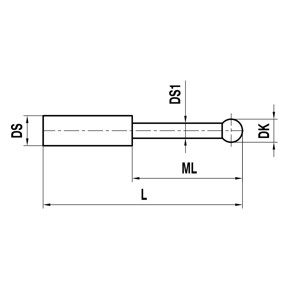 ITP Straight Styli - Type T - Ruby Ball - Without Thread x 15.5mm Overall Length - KTM500501015