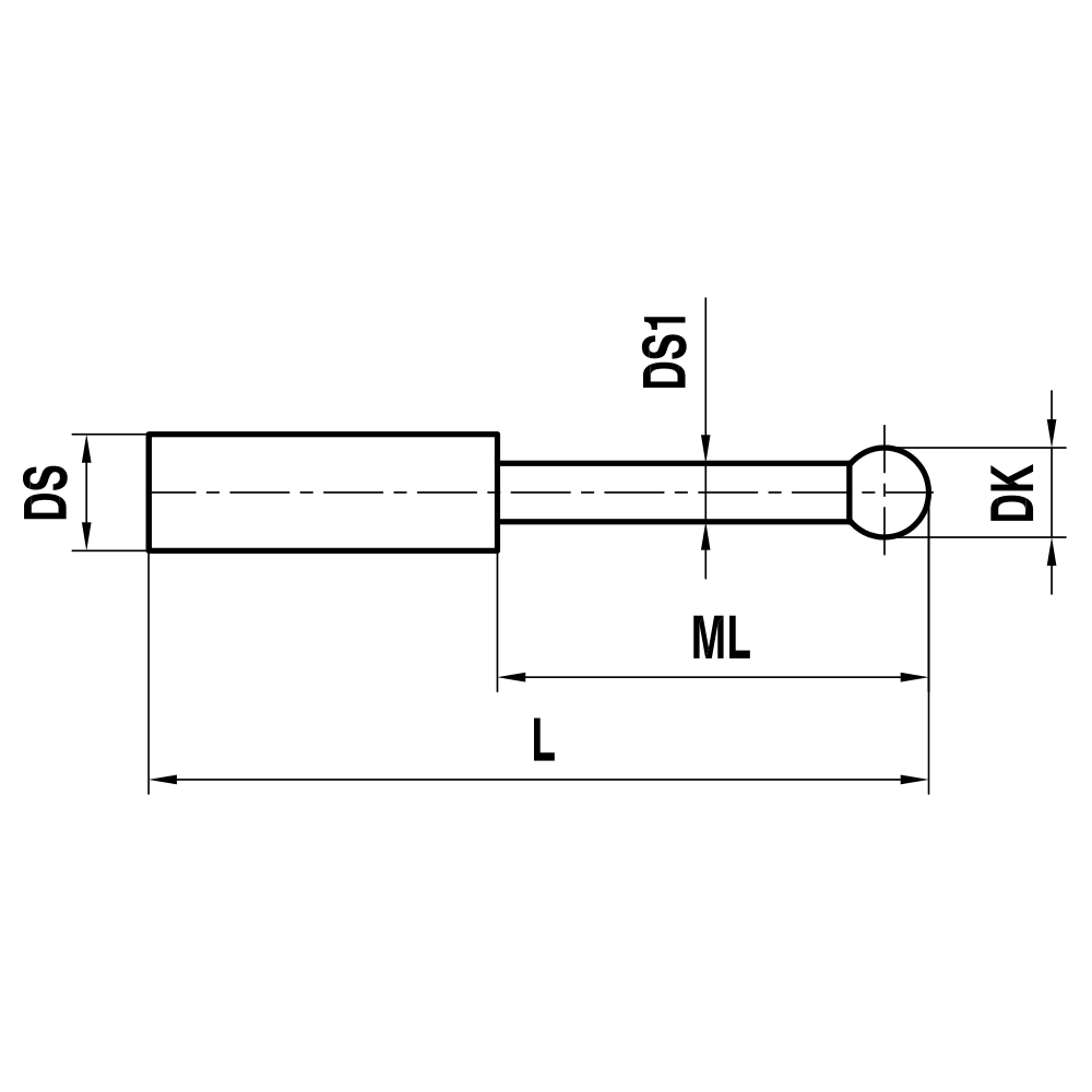 ITP Straight Styli - Type T - Ruby Ball - Without Thread x 22.25mm Overall Length - KTM500502022