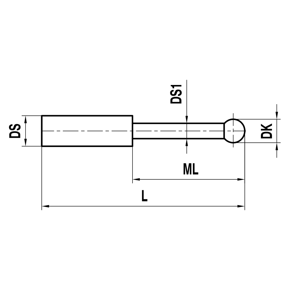 ITP Straight Styli - Type T - Ruby Ball - Without Thread x 15.6mm Overall Length - KTM500601015