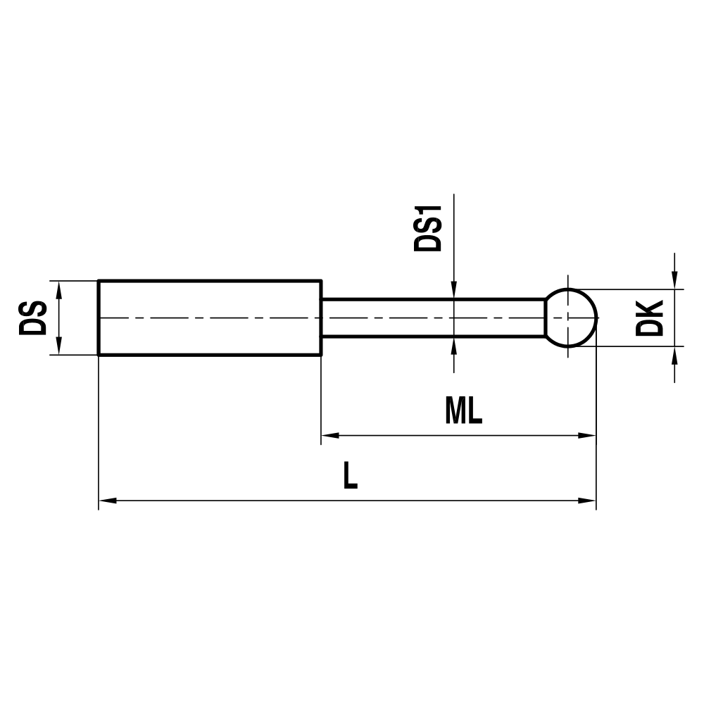ITP Straight Styli - Type T - Ruby Ball - Without Thread x 15.8mm Overall Length - KTM500801015