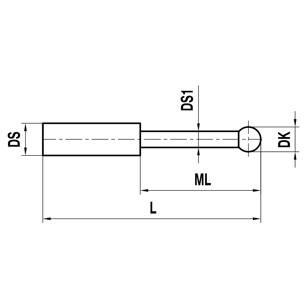 ITP Straight Styli - Type T - Ruby Ball - Without Thread x 35.4mm Overall Length - KTM500804035