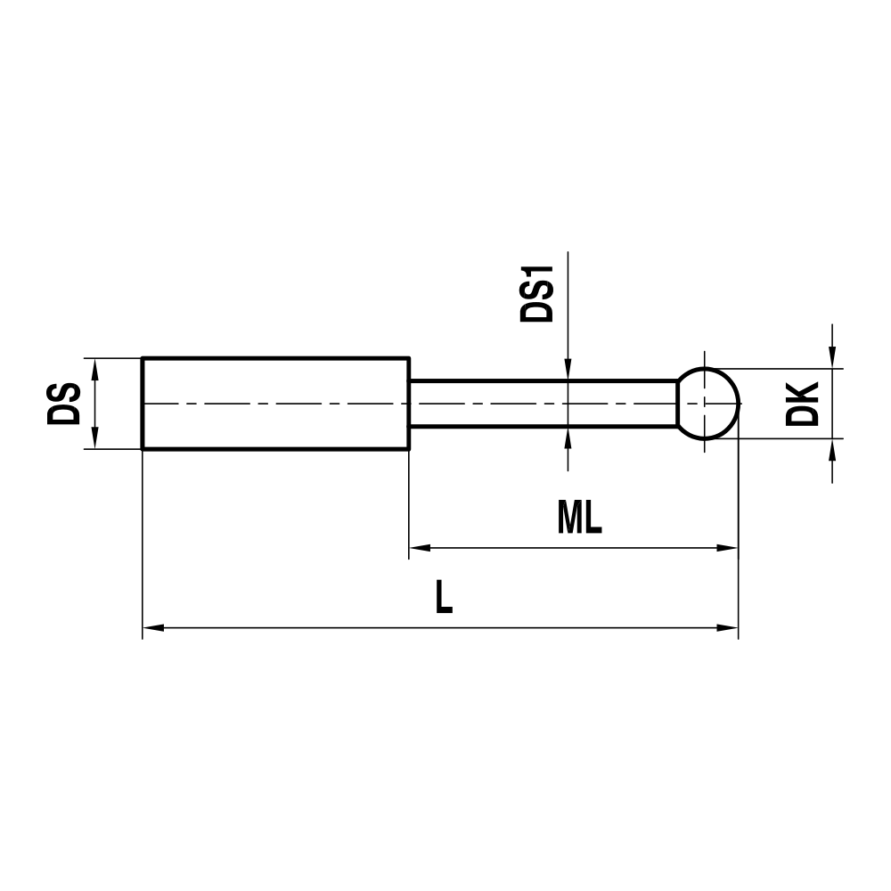 ITP Straight Styli - Type T - Ruby Ball - Without Thread x 16mm Overall Length - KTM501001016