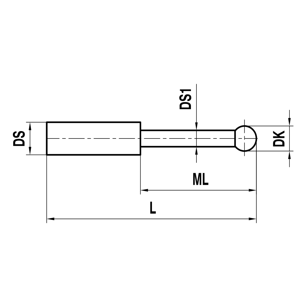 ITP Straight Styli - Type T - Ruby Ball - Without Thread x 22.5mm Overall Length - KTM501002022
