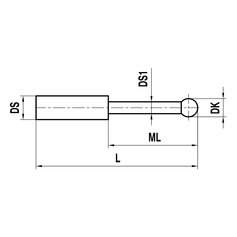 ITP Straight Styli - Type T - Ruby Ball - Without Thread x 34.5mm Overall Length - KTM501002034