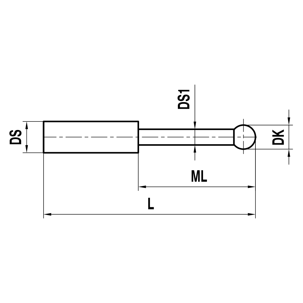 ITP Straight Styli - Type T - Ruby Ball - Without Thread x 22.75mm Overall Length - KTM501502022