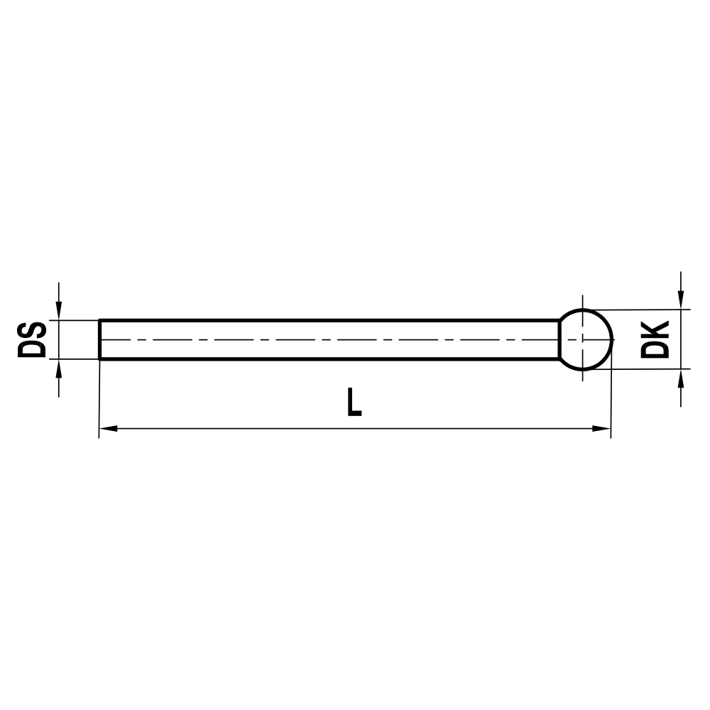 ITP Straight Styli - Type S - Ruby Ball - Without Thread x 27.5mm Overall Length - KTM502515027