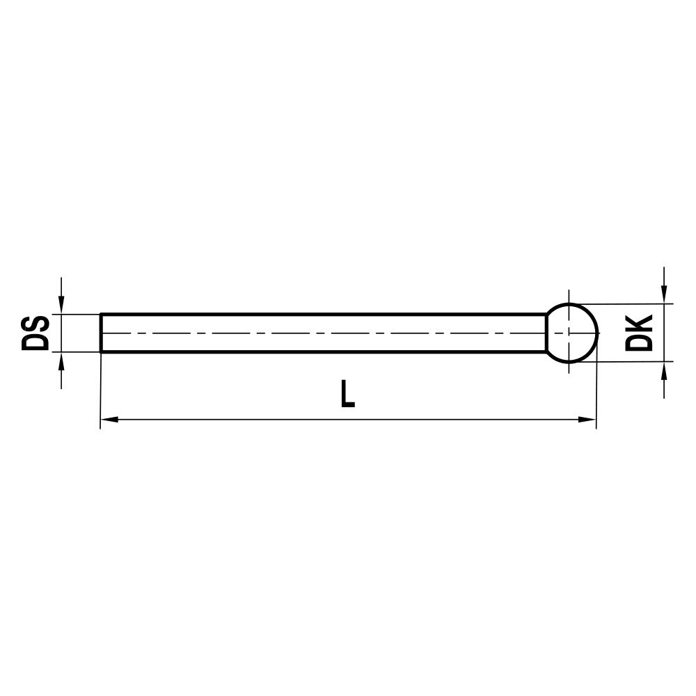 ITP Straight Styli - Type S - Ruby Ball - Without Thread x 38mm Overall Length - KTM503020038