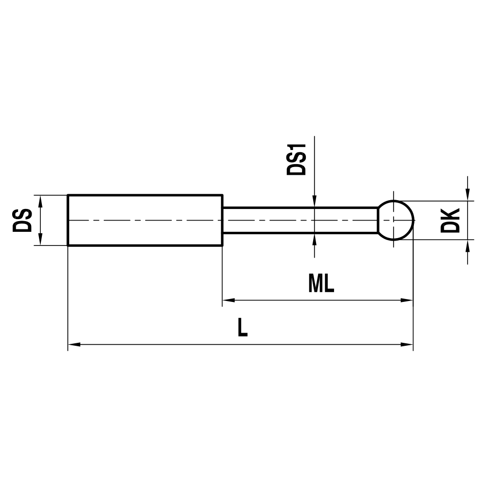 ITP Straight Styli - Type S - Ruby Ball - Without Thread x 40mm Overall Length - KTM510004040
