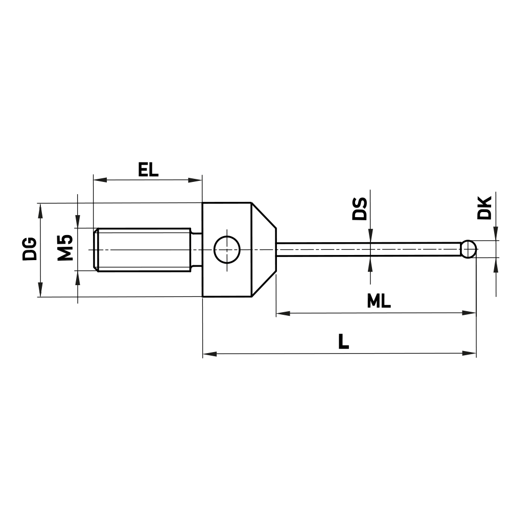 ITP Straight Styli - Type F - Ruby Ball - M5 Thread x 32.85mm Overall Length - LHM501311032