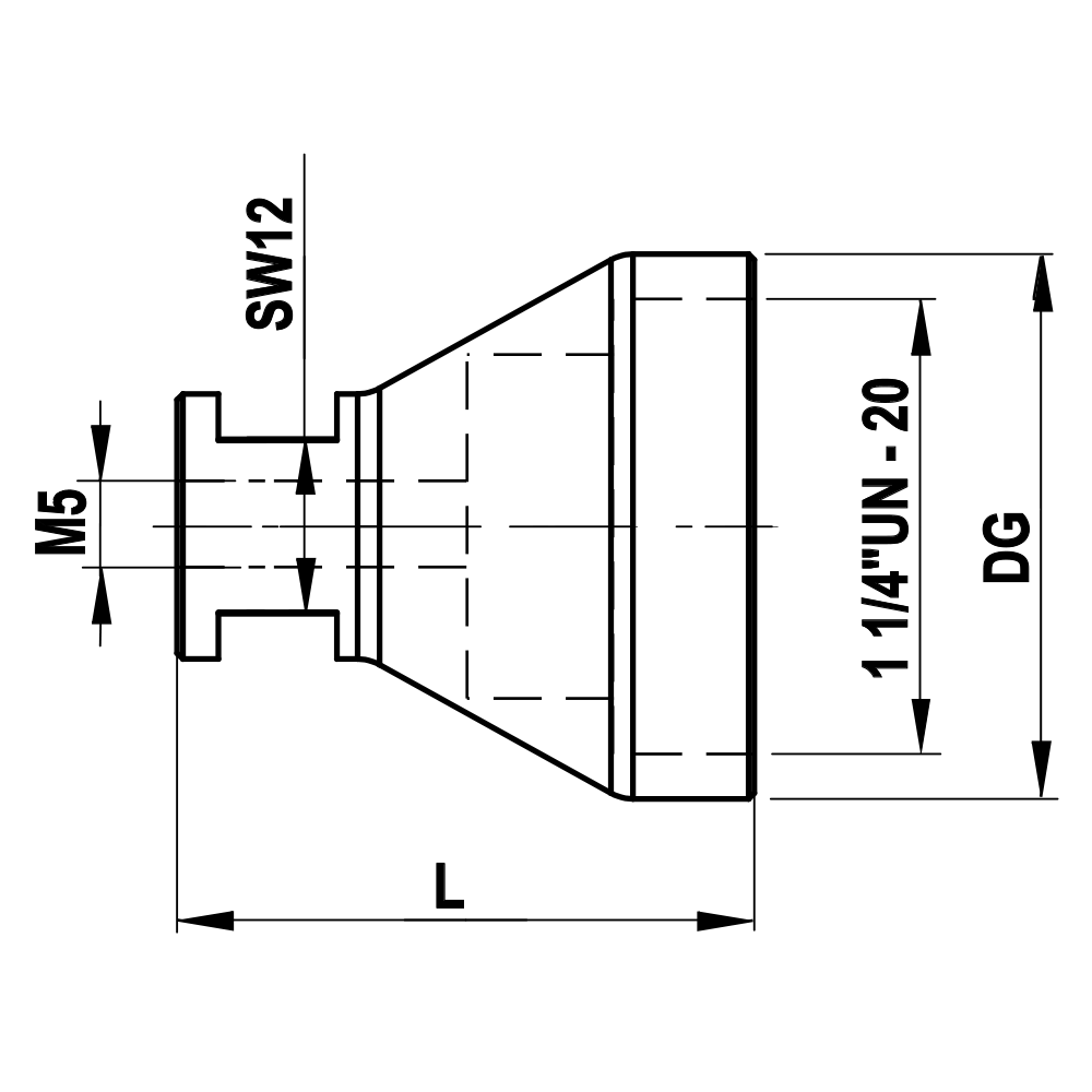 ITP Thread Adaptors - stainless steel Base Material - M6 Thread x 39mm Overall Length - RIUN11/4M538039