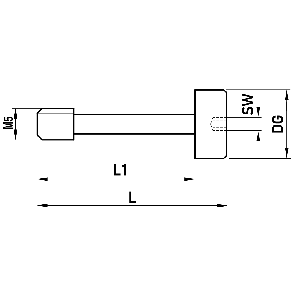 ITP Clamping Screw for Star Styli - Spherical Discs or Cubes - stainless steel Base Material - M5 Thread Size x 26mm Overall Length - SIM500021000